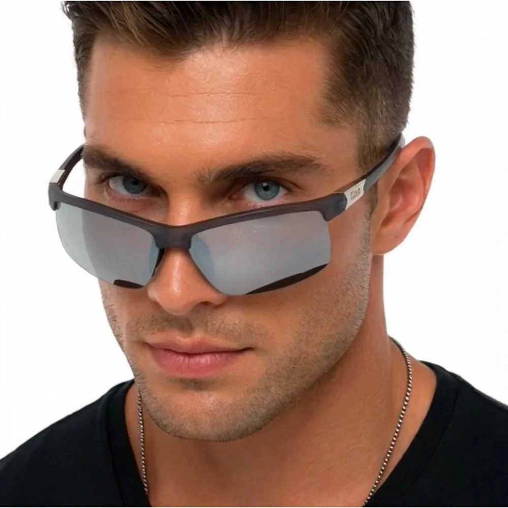 Gray Silver‎ Mirrored Lens Sunglasses Men's Sport Active Outdoors Lentes Gafas